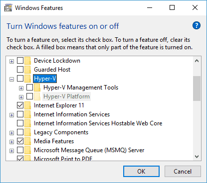 No puedo habilitar Hyper-v Windows 10