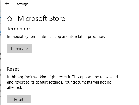 restablecer la tienda de Microsoft 0x80D03805
