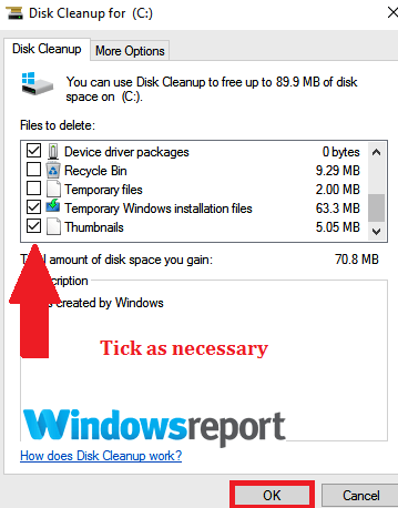 archivos de sistema de limpieza de disco Windows no puede descargar controladores