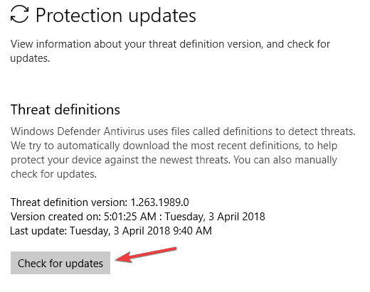 Windows Defender no se actualiza