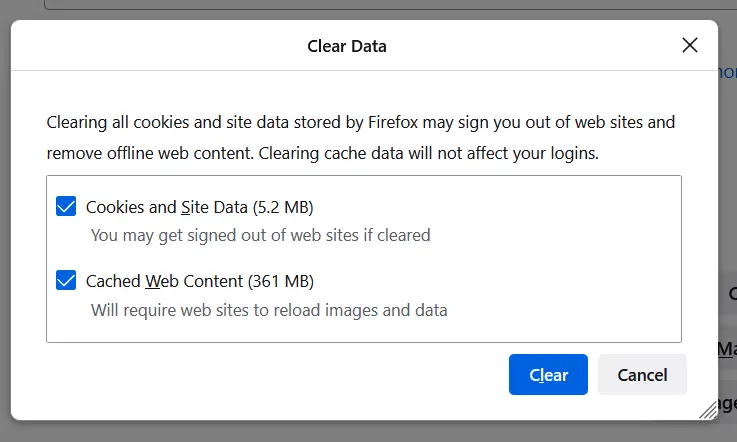 Turbotax, la herramienta Clear Data de Firefox, no me permite presentar una declaración electrónica