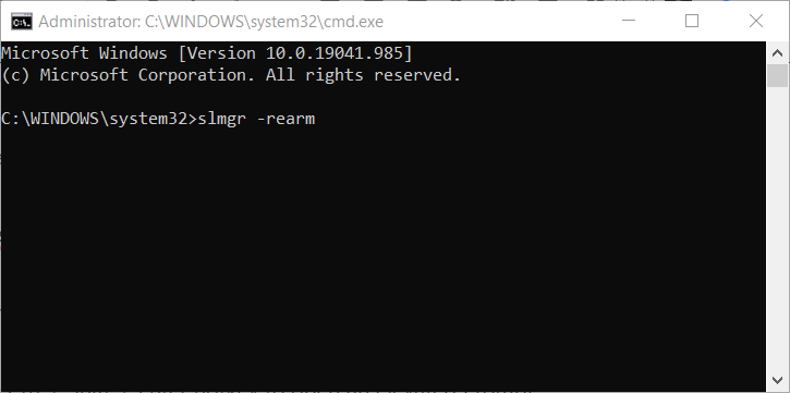 slmgr -código de error de Windows de comando de rearme 0xc004f025