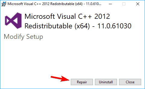 Microsoft Visual C++ no se instala