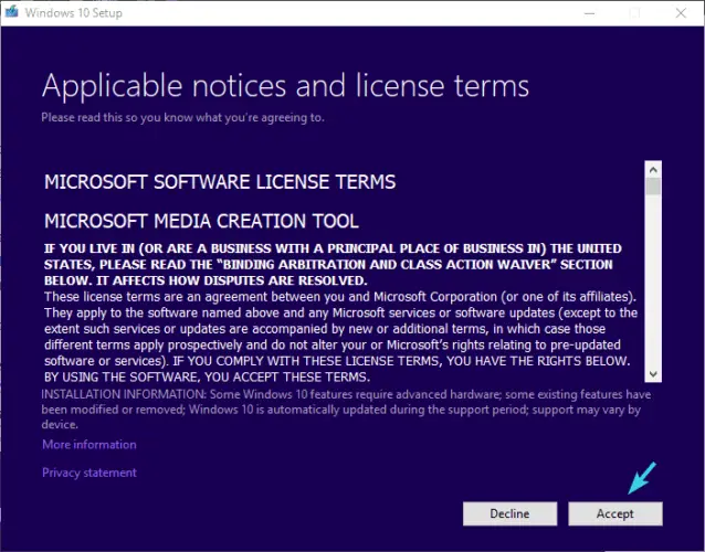 términos de licencia aceptar error de instalación 0xc000021a