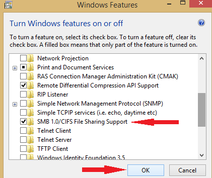 las características de Windows SMB 1.0 habilitan su sistema requiere smb2 o superior