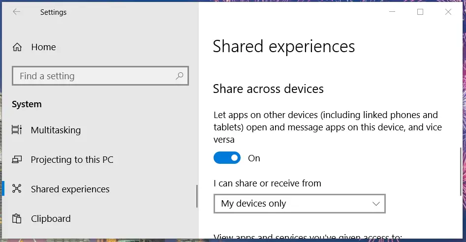 Pestaña de experiencias compartidas ID de evento 7023 Windows 10 