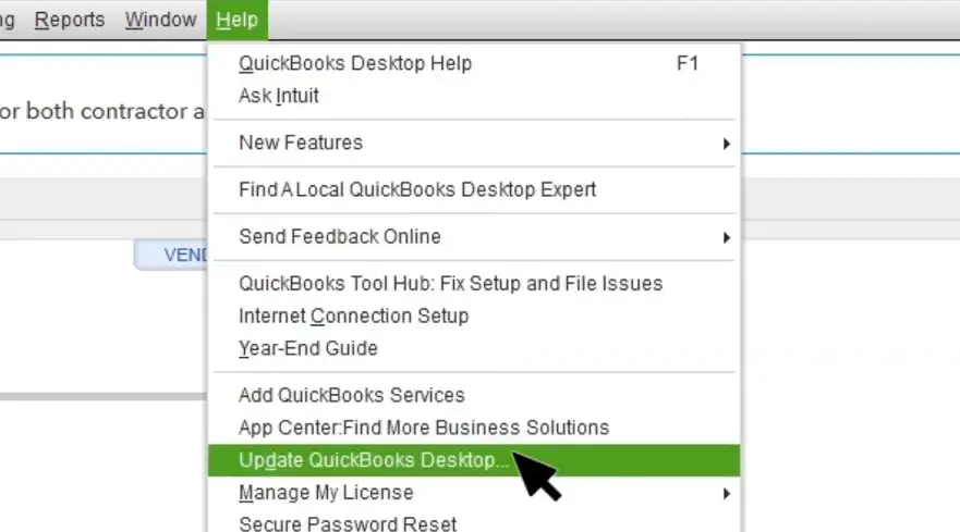 Actualizar QuickBooks Desktop opción Quickbooks escáner controlador error 281