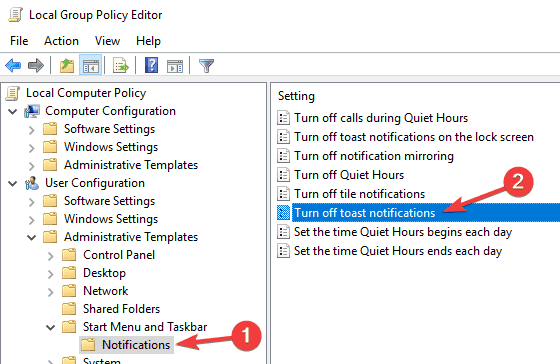 desactivar el editor de directivas de grupo de notificaciones de brindis Su organización administra algunos ajustes Windows Defender