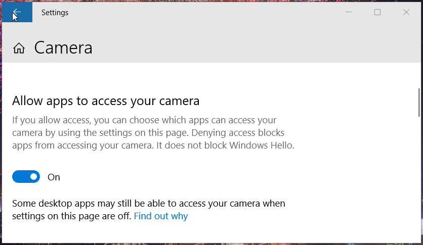 Permitir que las aplicaciones accedan a la configuración de la cámara Lifecam Studio no funciona