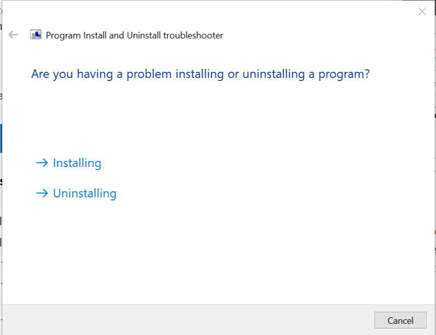 Solucionador de problemas de Microsoft Instalar