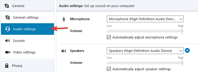 La salida de audio de Skype no funciona