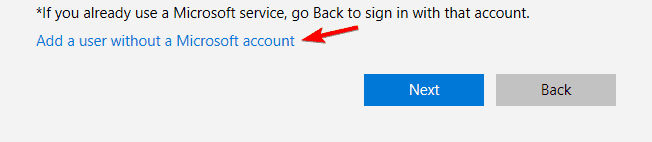 agregar un usuario sin una cuenta de Microsoft Calculadora de Windows 10 no se inicia