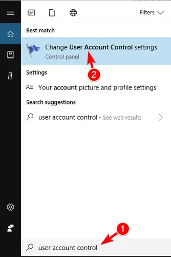 cambiar la configuración de control de cuentas de usuario La calculadora de Windows 10 no funciona