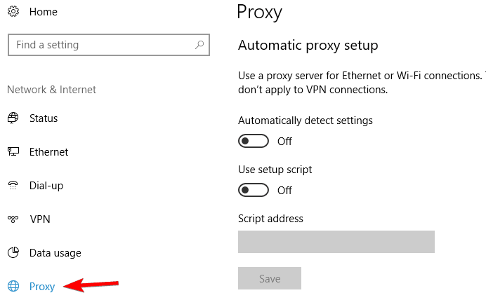 No puedo conectarme al servidor proxy Microsoft Edge