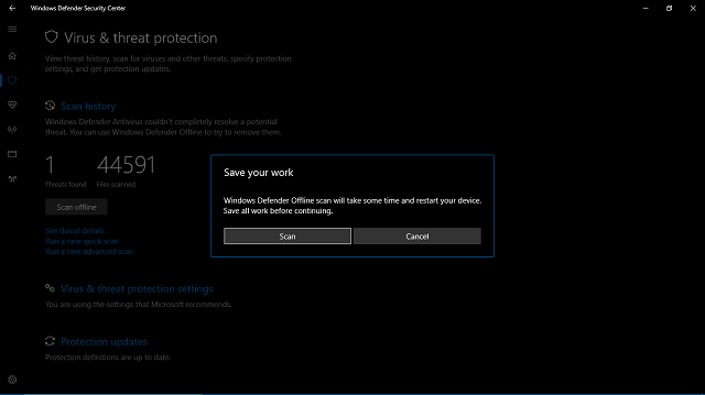La cámara de escaneo de Windows Defender no funciona debido al código de error 0xa00f4244