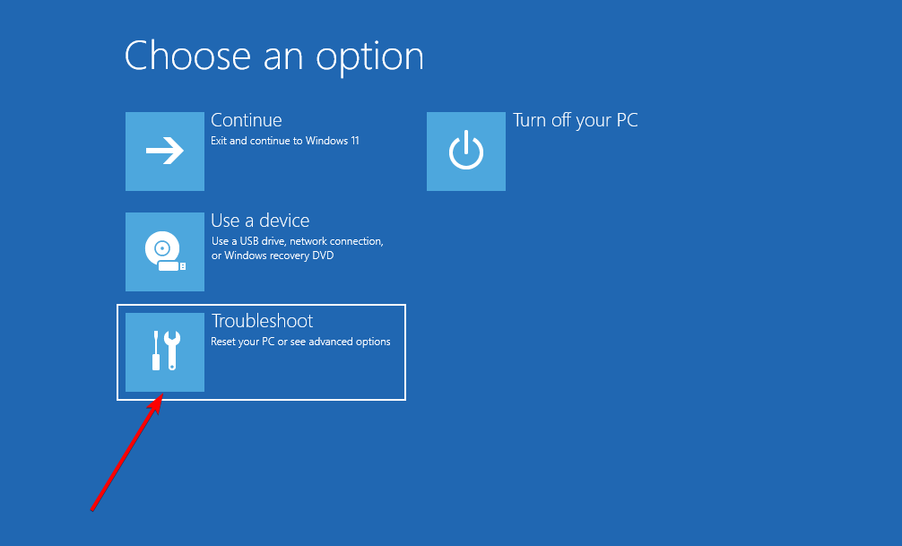 solución de problemas-opción código de error de Windows 11 0xc00000e