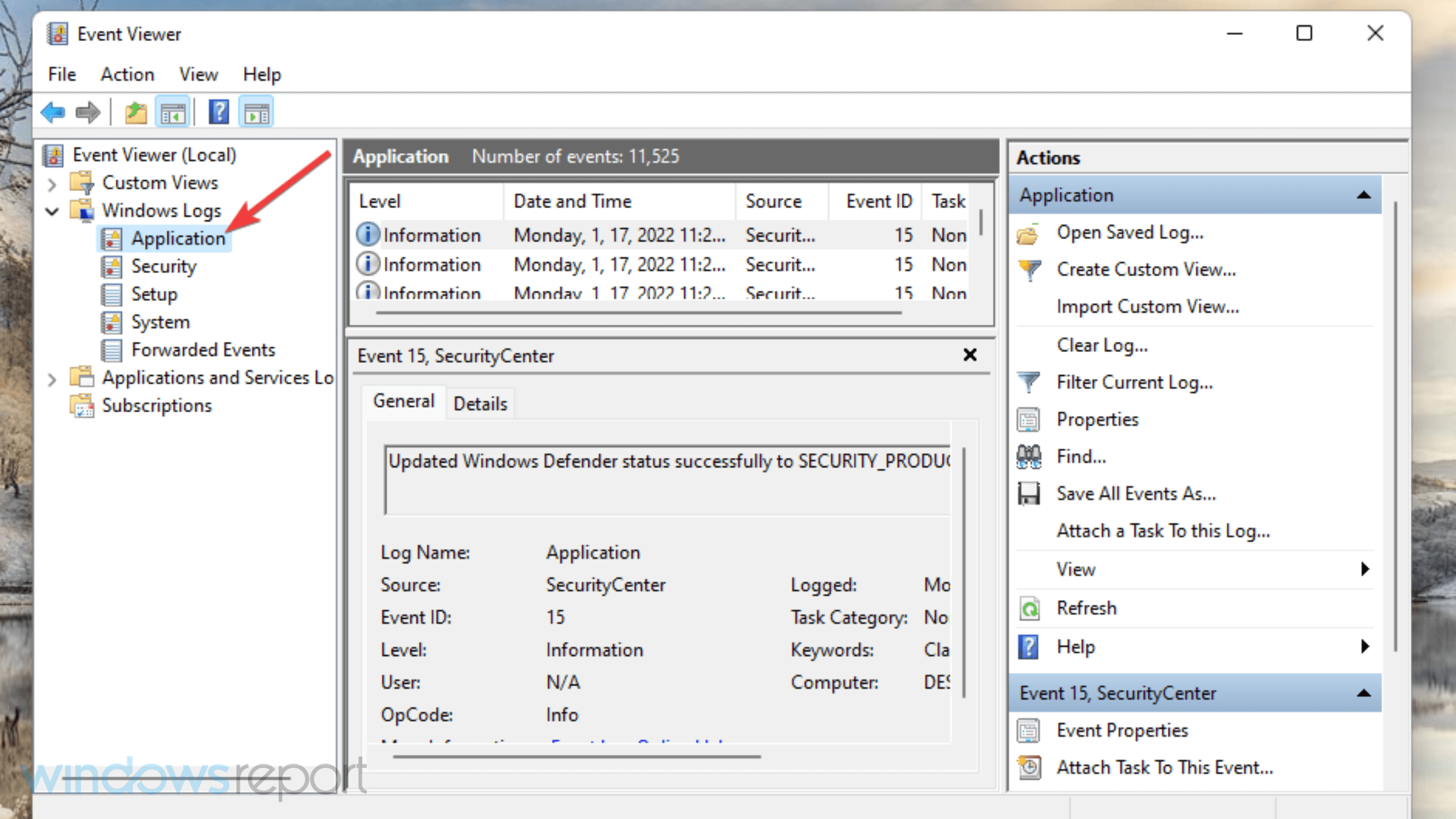 Categoría de registro de la aplicación Informe de errores de Windows ID de evento 1001