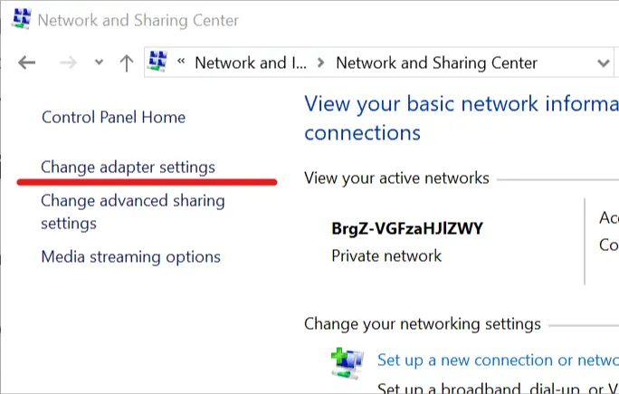 Cambiar la configuración del adaptador - Centro de redes y recursos compartidos - Red e Internet - Windows 10