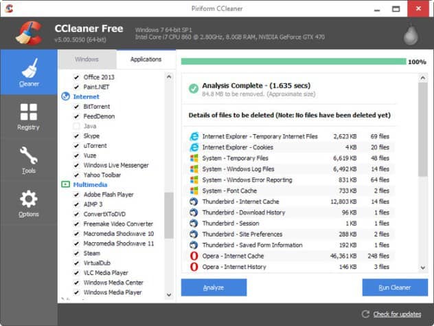 CCleaner compatible con Windows 10, 8.1