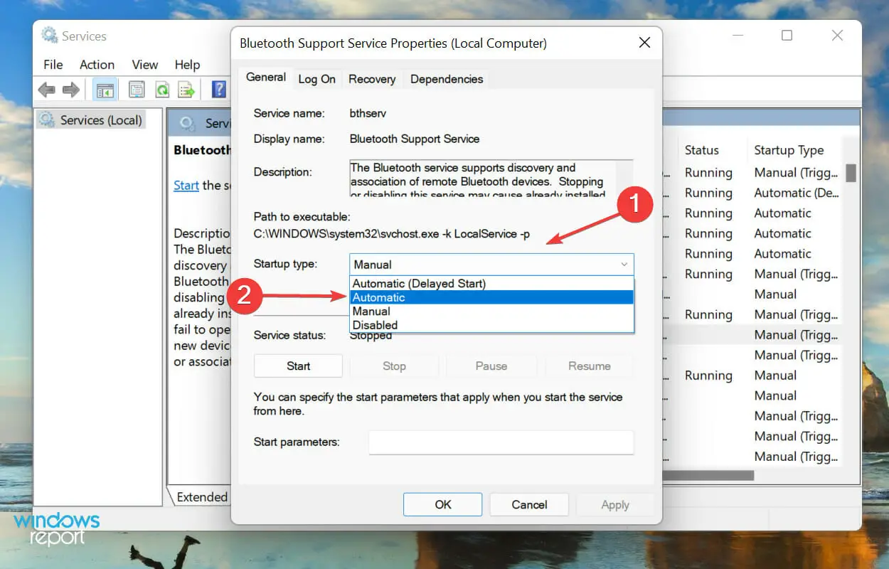 Configure Automático para arreglar los airpods que no funcionan en Windows 11
