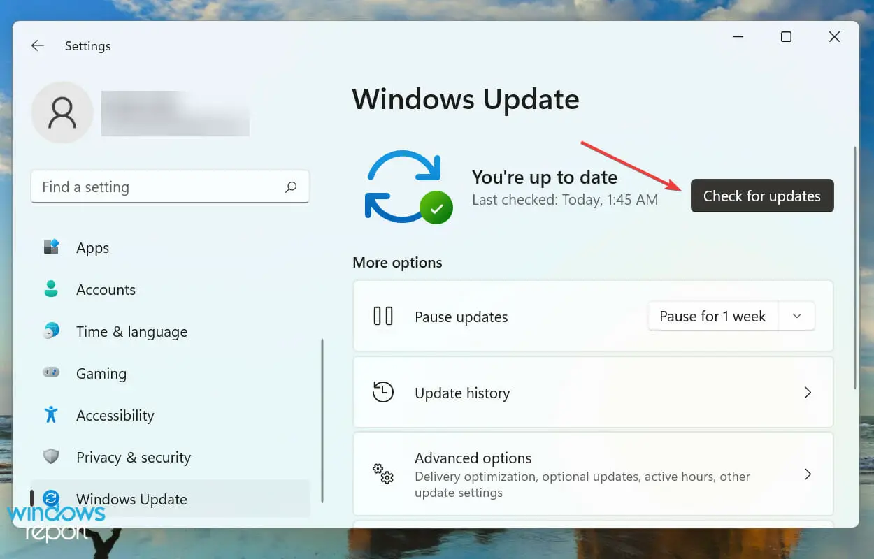 Busque actualizaciones para arreglar los airpods que no funcionan en Windows 11