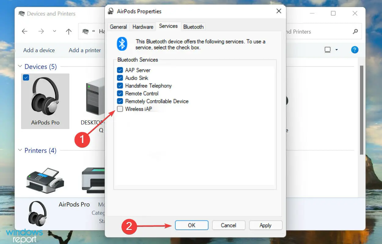 Deshabilite el servicio iAP para reparar los airpods que no funcionan en Windows 11