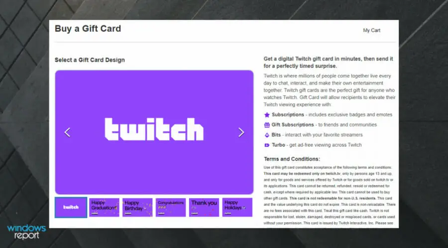 Cómo comprar tarjetas de regalo de Twitch [2022 Guide]