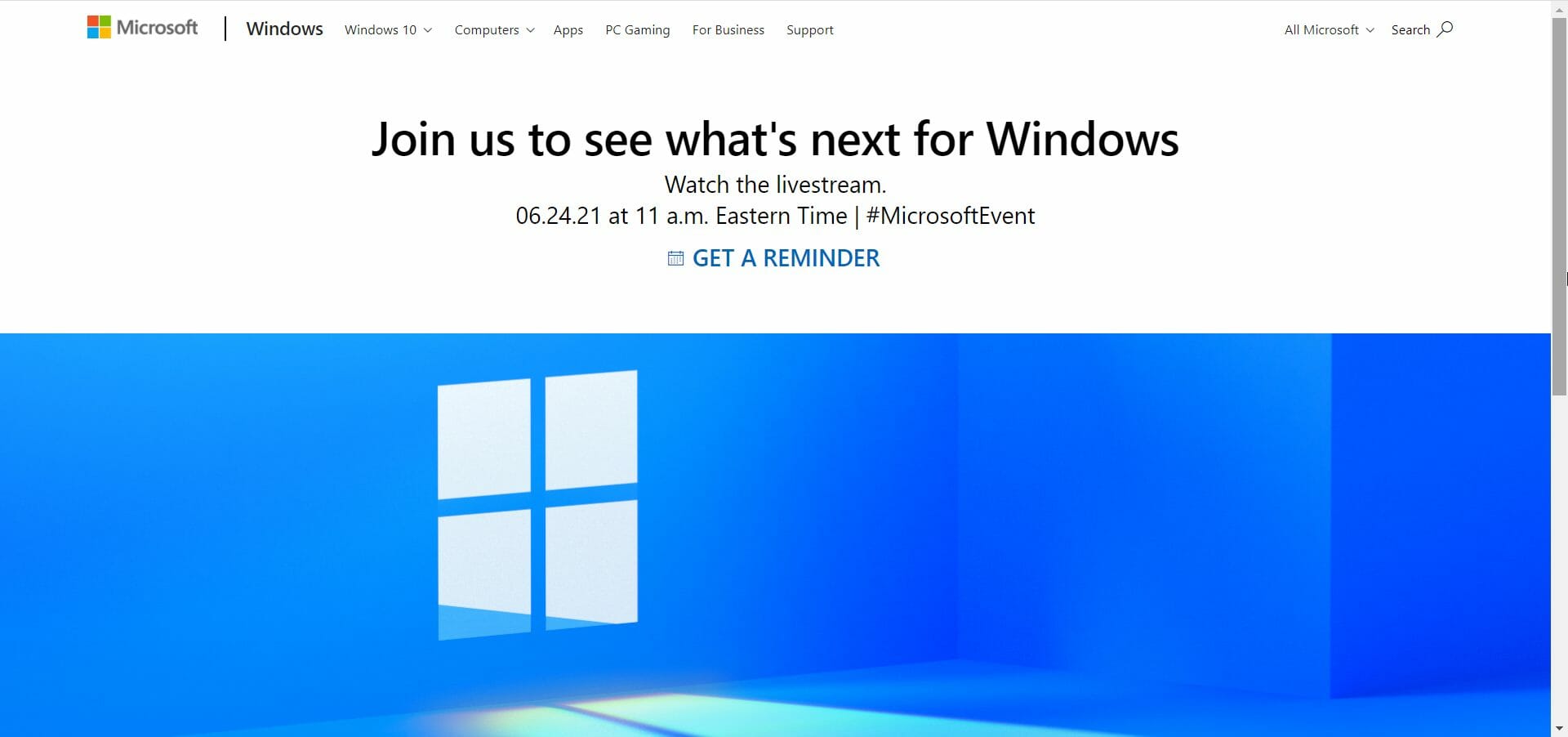 Cómo ver el evento de presentación de Windows 11
