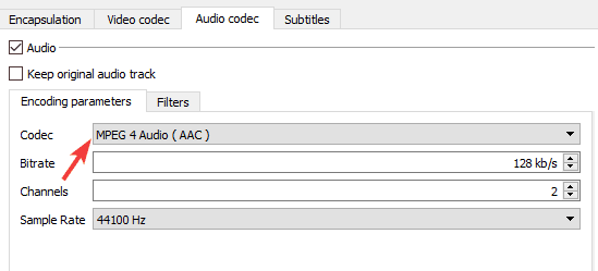 códec de audio mp4 sin audio después de la conversión de video vlc