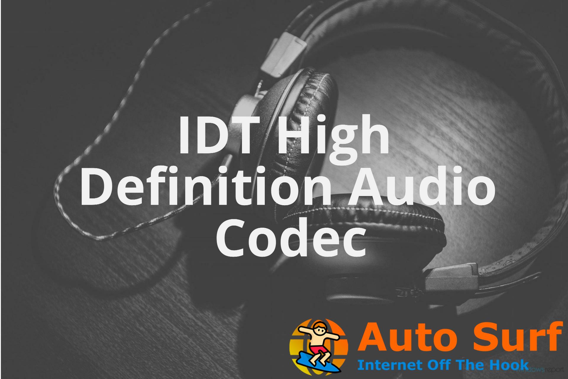 Arreglar el códec de audio de alta definición idt tiene un problema con el controlador
