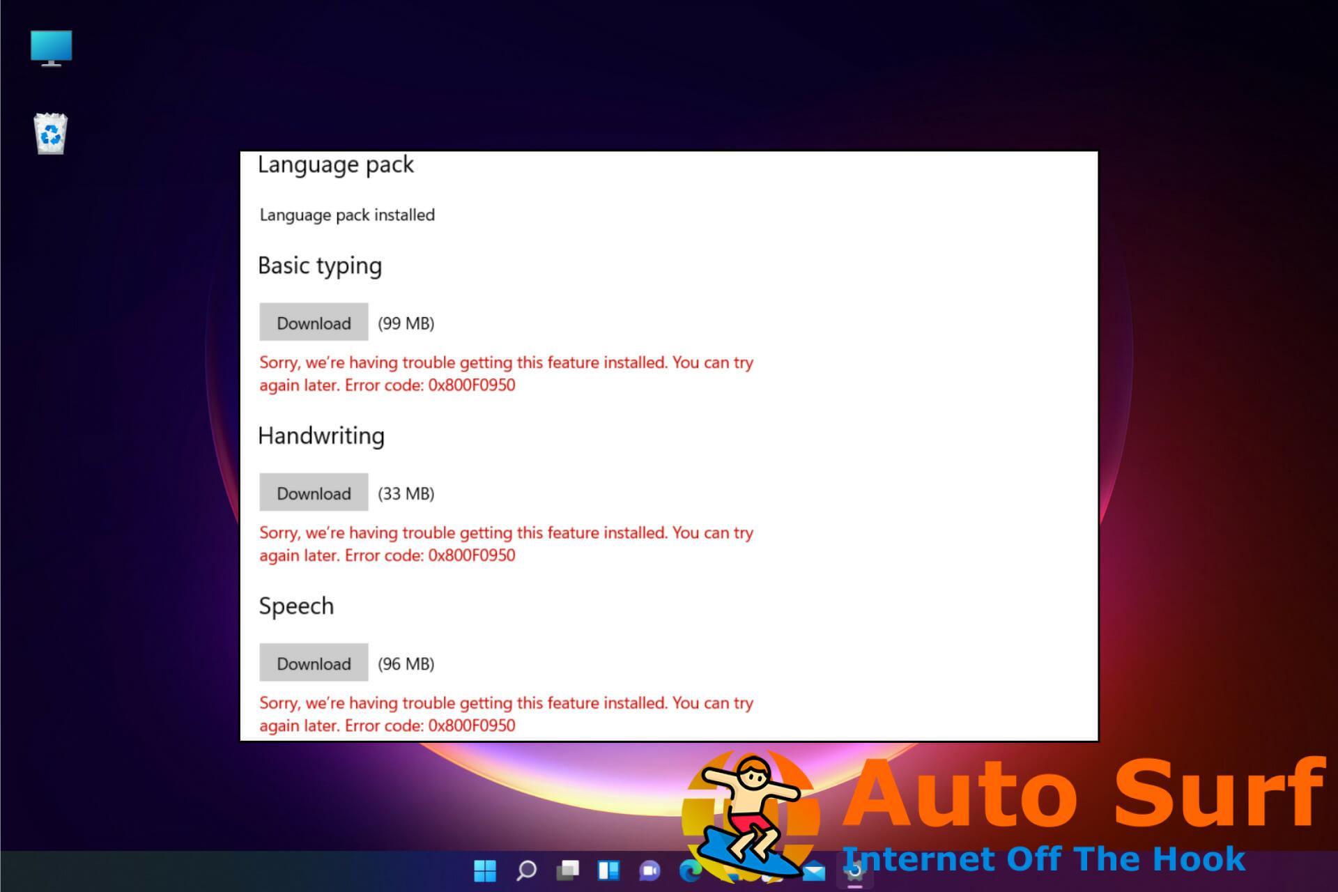 Cómo corregir el paquete de idioma del código de error 0x800f0950 en Windows 11