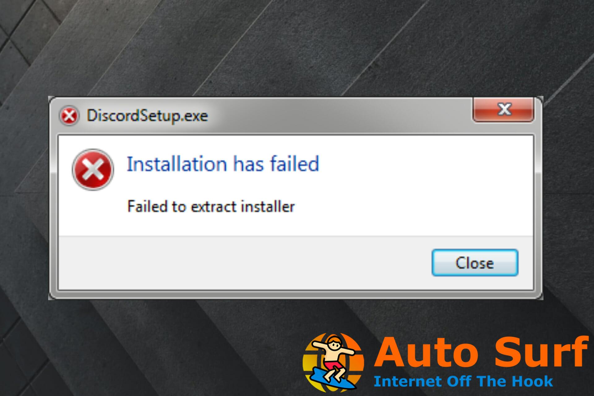 Error de configuración de Discord: no se pudo extraer el instalador [FIX]