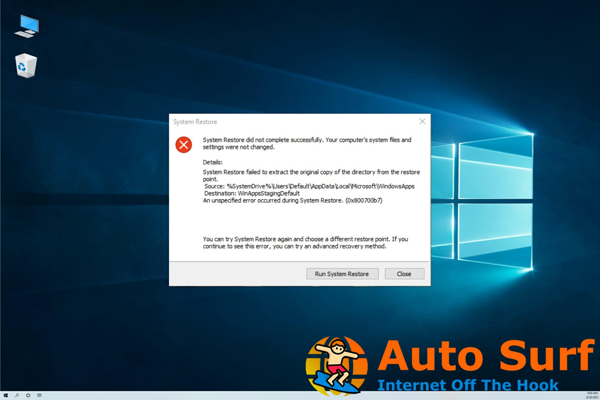 REVISIÓN: error de restauración del sistema 0x800700b7 en Windows 10/11