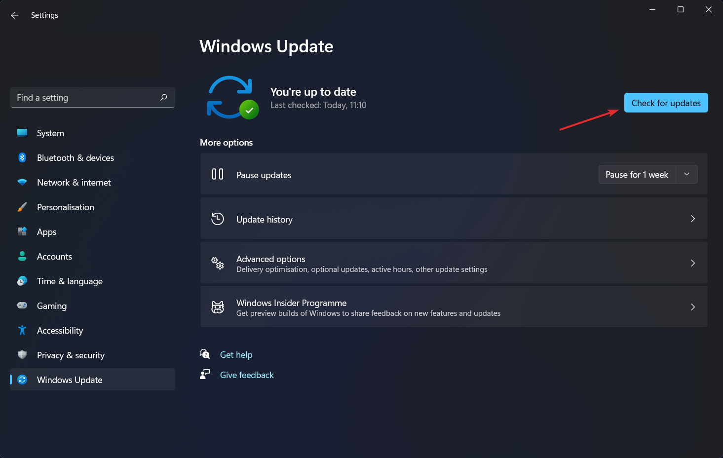 la frecuencia de actualización dinámica de Windows 11 para buscar actualizaciones no funciona