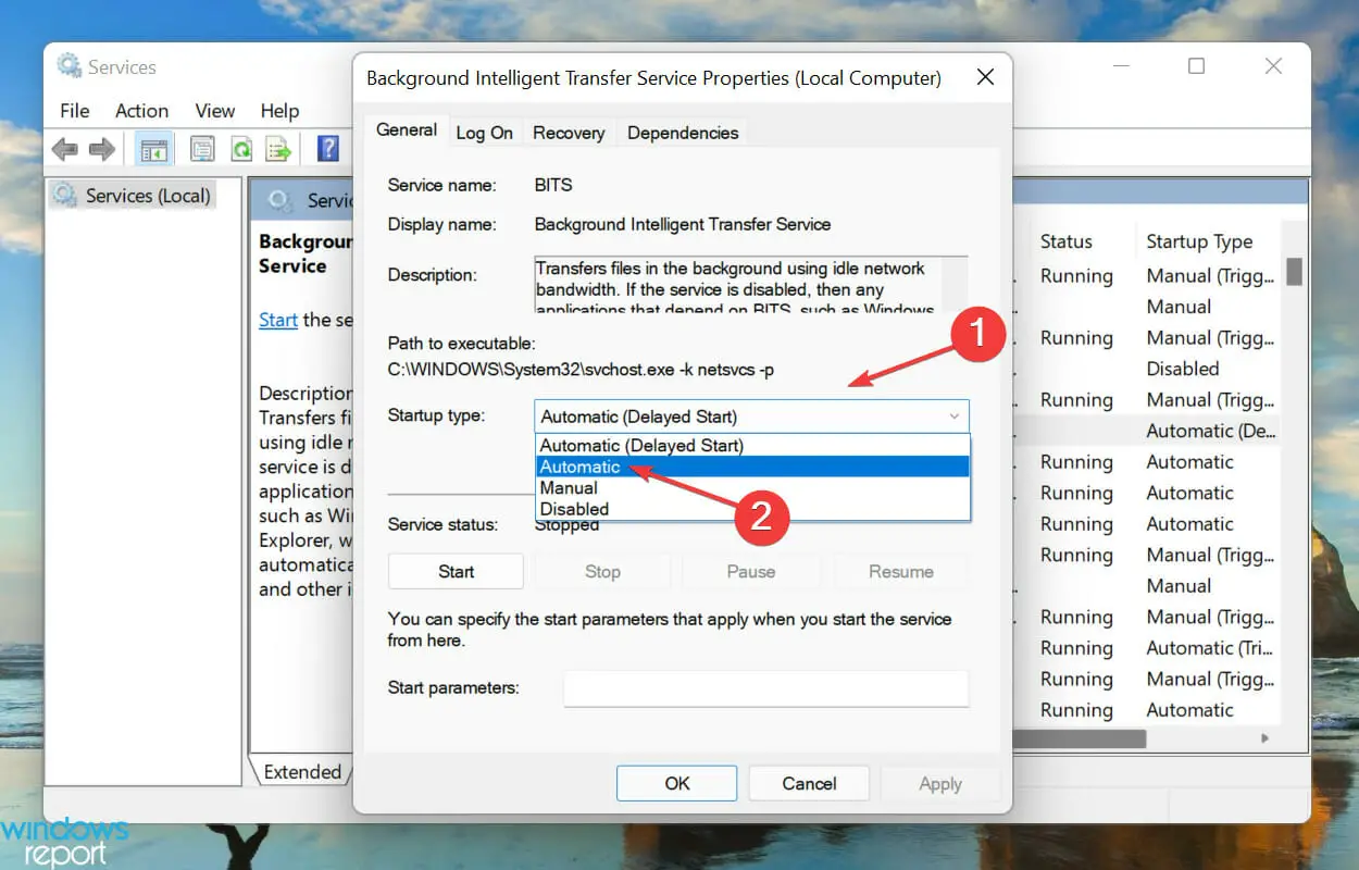 Configure Automático para corregir el error de Microsoft Store 0x87e10bcf