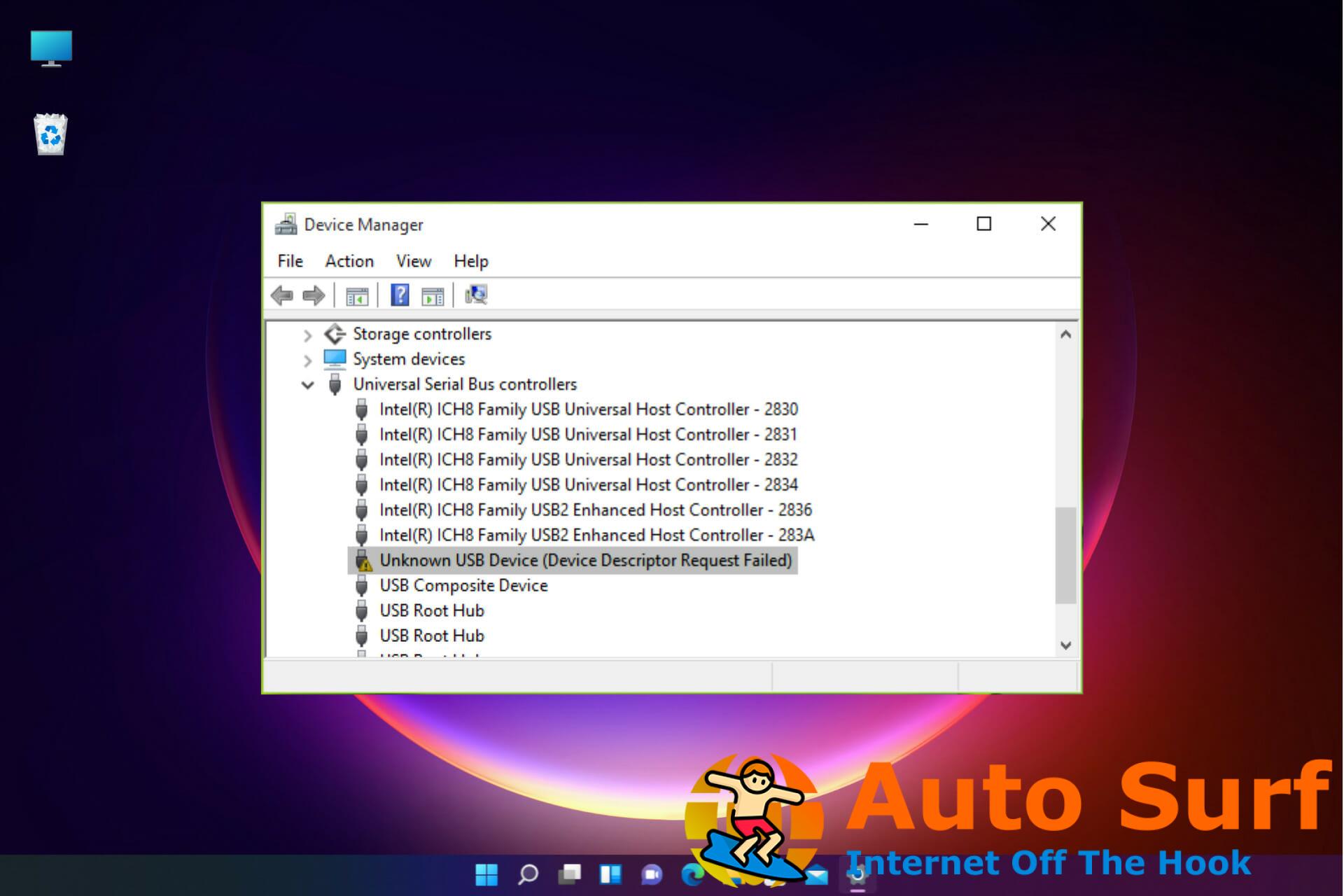 Arreglar la solicitud del descriptor del dispositivo falló en Windows 11