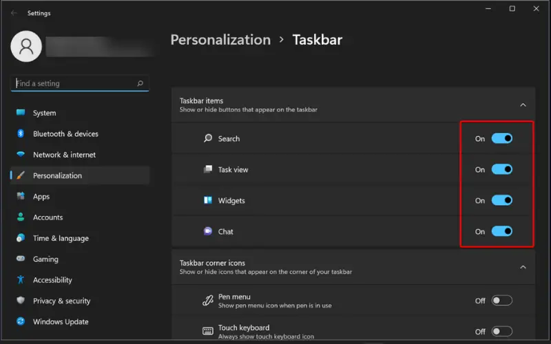 personalización - barra de tareas