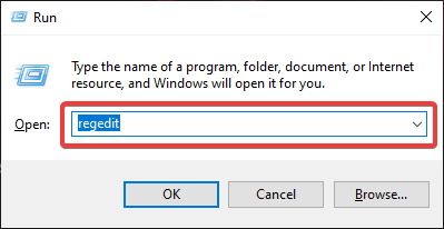 Abrir el editor de registro en la ventana de ejecución