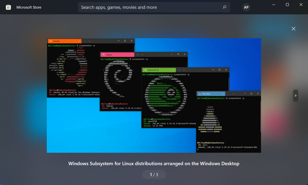 WSL ya está disponible en la tienda de Windows 11