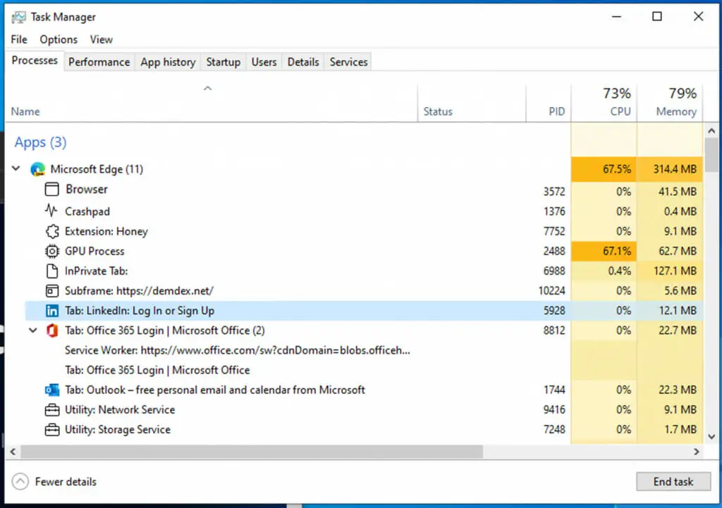 Los procesos de Microsoft Edge se mostrarán totalmente diferentes en el Administrador de tareas