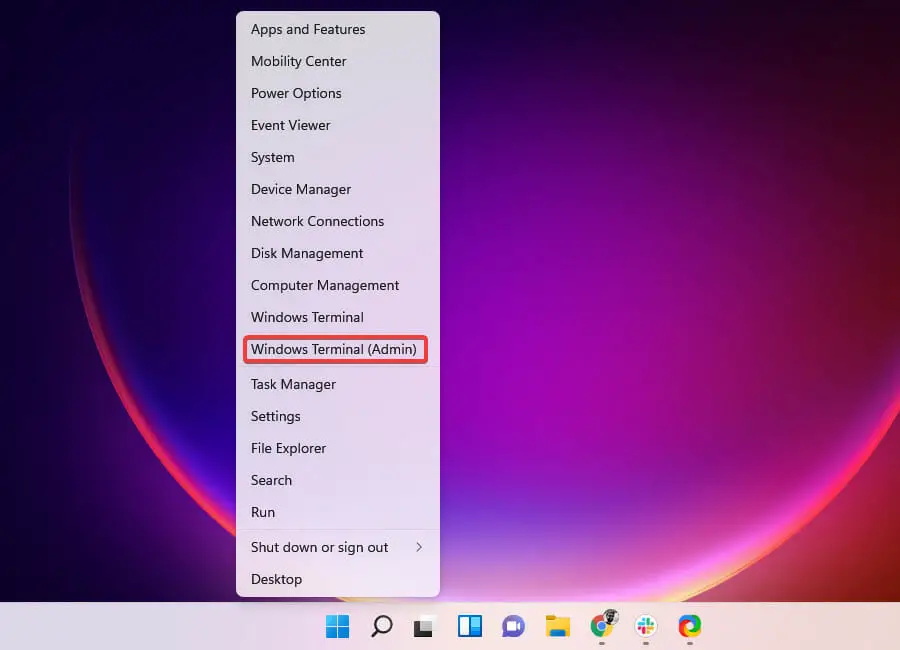 seleccione terminal de Windows (Administrador)