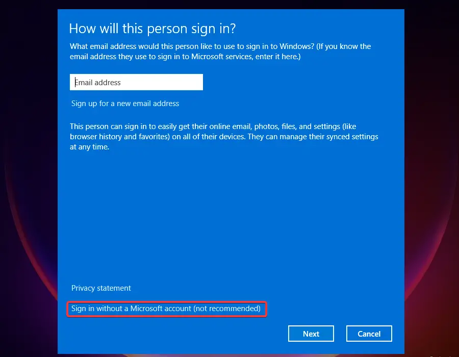 Iniciar sesión sin una cuenta de Microsoft