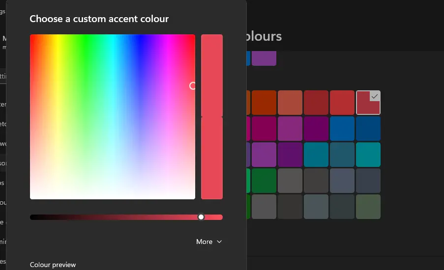 La herramienta de selección de color cambia el color de la barra de tareas en Windows 11