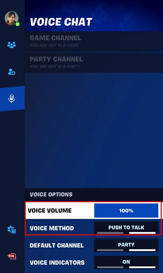 Configuración del chat de voz de Fortnite