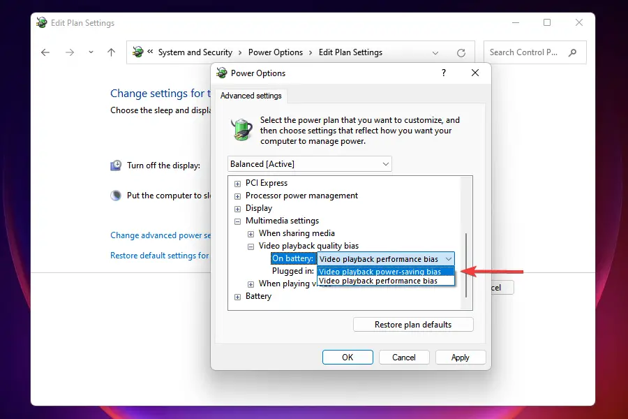 Cambiar la configuración para corregir el sobrecalentamiento en Windows 11