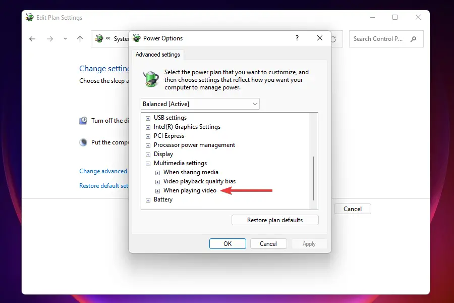 Cambie al reproducir la configuración de video para corregir el sobrecalentamiento en Windows 11