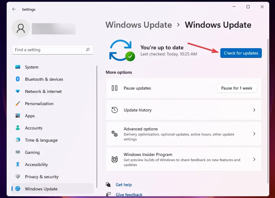 Busque actualizaciones para corregir las opciones de inicio de sesión que no funcionan en Windows 11