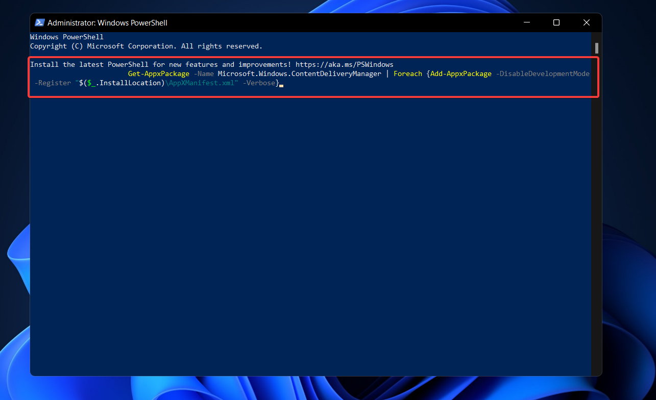 El foco de la pantalla de bloqueo de Windows 11 del comando getapp no ​​funciona