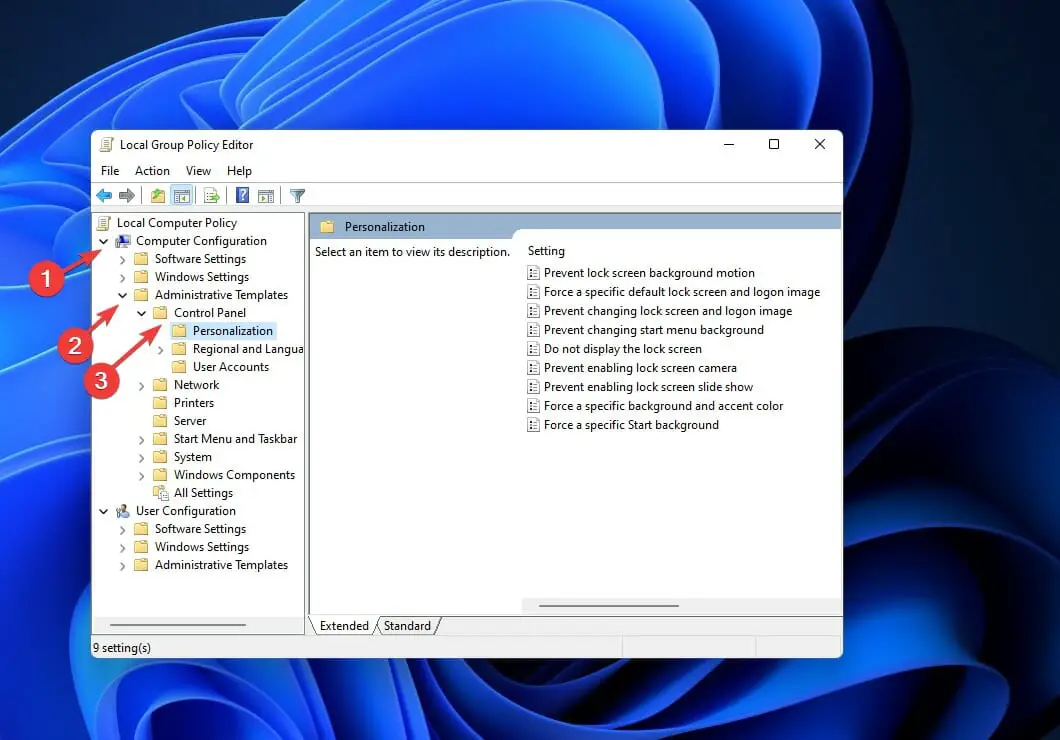 La presentación de diapositivas de la pantalla de bloqueo de Windows 11 administrativa de la computadora no funciona