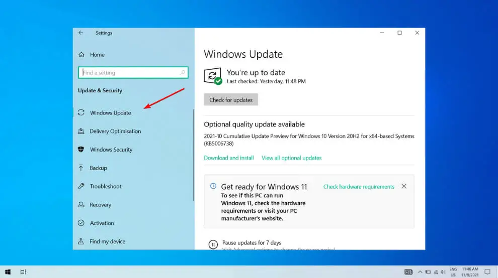 actualización de Windows trampa de acceso a datos no válidos Windows 11